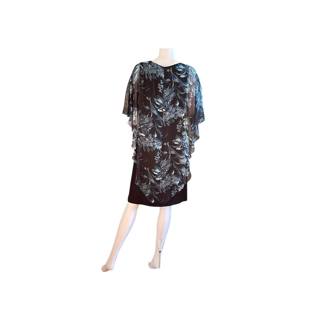 Vintage Glamour Nights Dress With Cape Short Sleeves Size 12